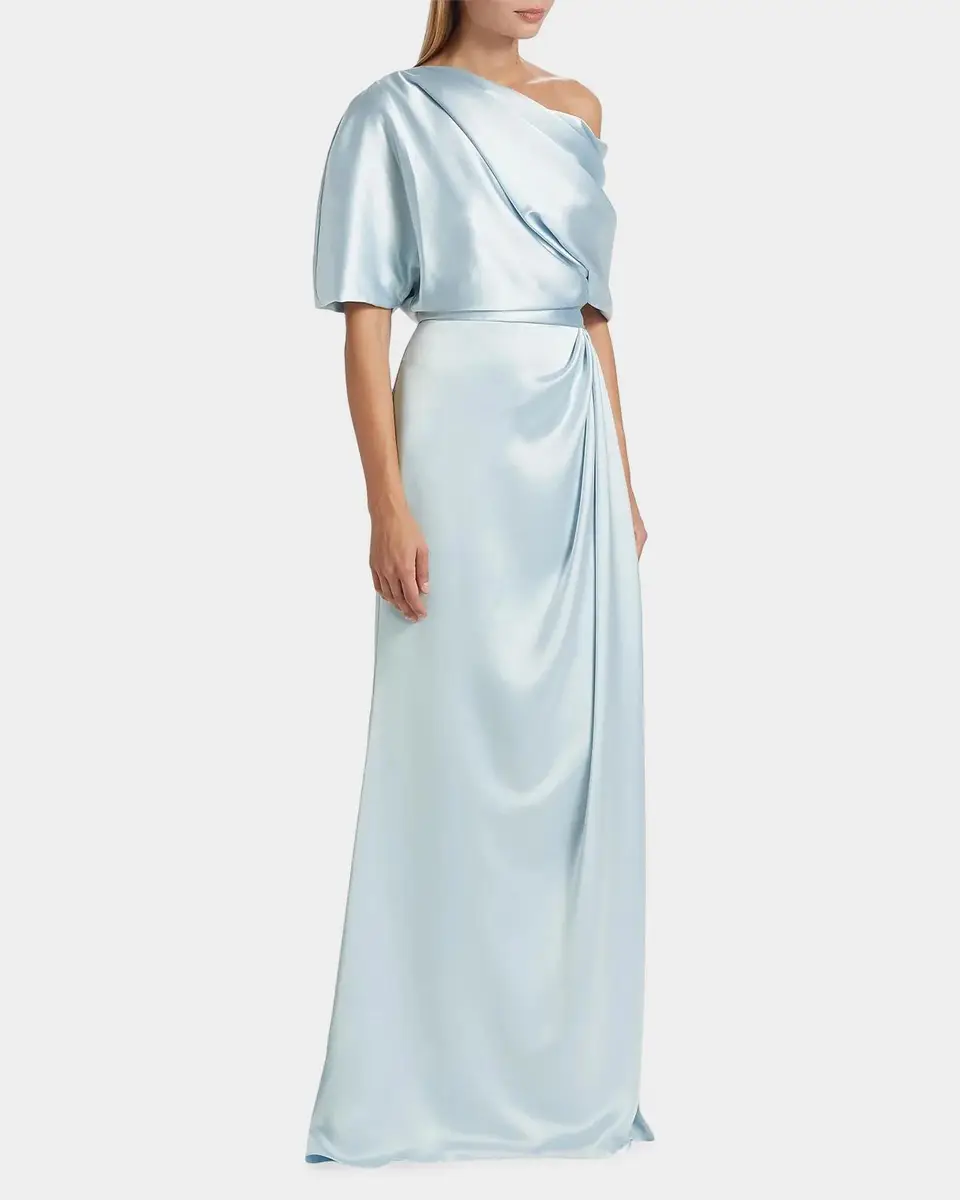 Amsale Draped Satin Off-The-Shoulder Gown | Thumbnail 7 Amsale Draped Satin Off-The-Shoulder Gown | Thumbnail 7