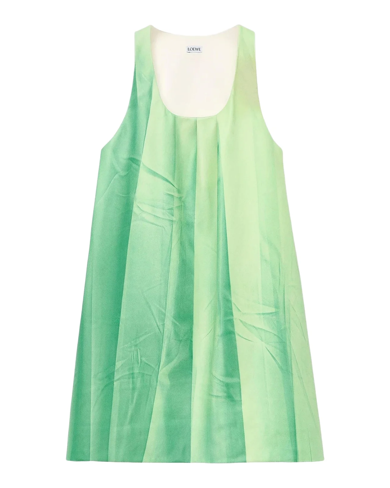 Sleeveless Pleated Leather Mini Shift Dress