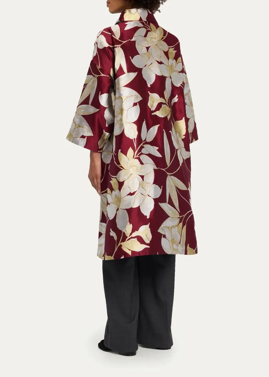 Eskandar Sloped Shoulder Wide A-Line Open Jacket With Collar - 3/4 Length | Thumbnail 3 Eskandar Sloped Shoulder Wide A-Line Open Jacket With Collar - 3/4 Length | Thumbnail 3