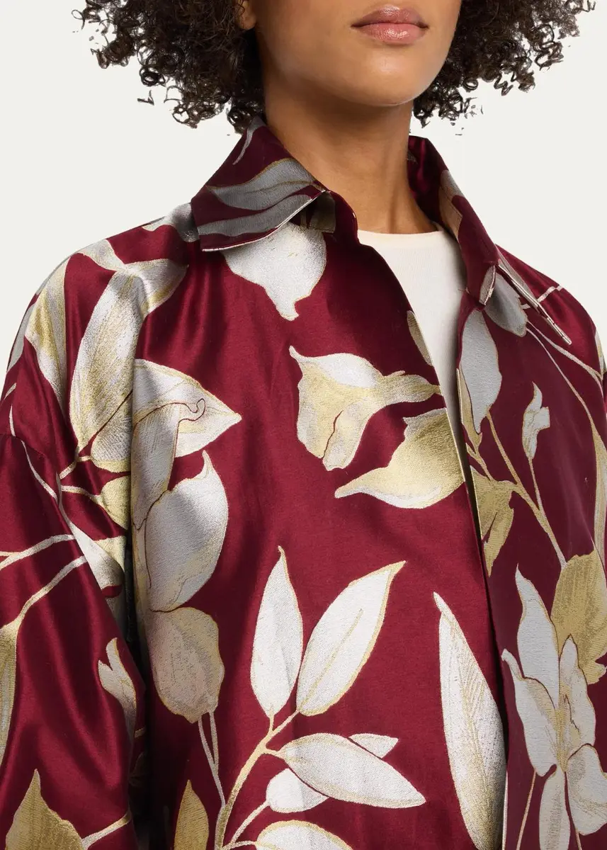 Eskandar Sloped Shoulder Wide A-Line Open Jacket With Collar - 3/4 Length | Thumbnail 5 Eskandar Sloped Shoulder Wide A-Line Open Jacket With Collar - 3/4 Length | Thumbnail 5