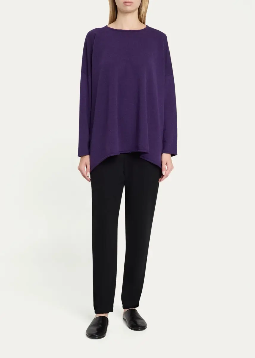Eskandar A-Line Bateau Neck Sweater - Long Length | Thumbnail 2