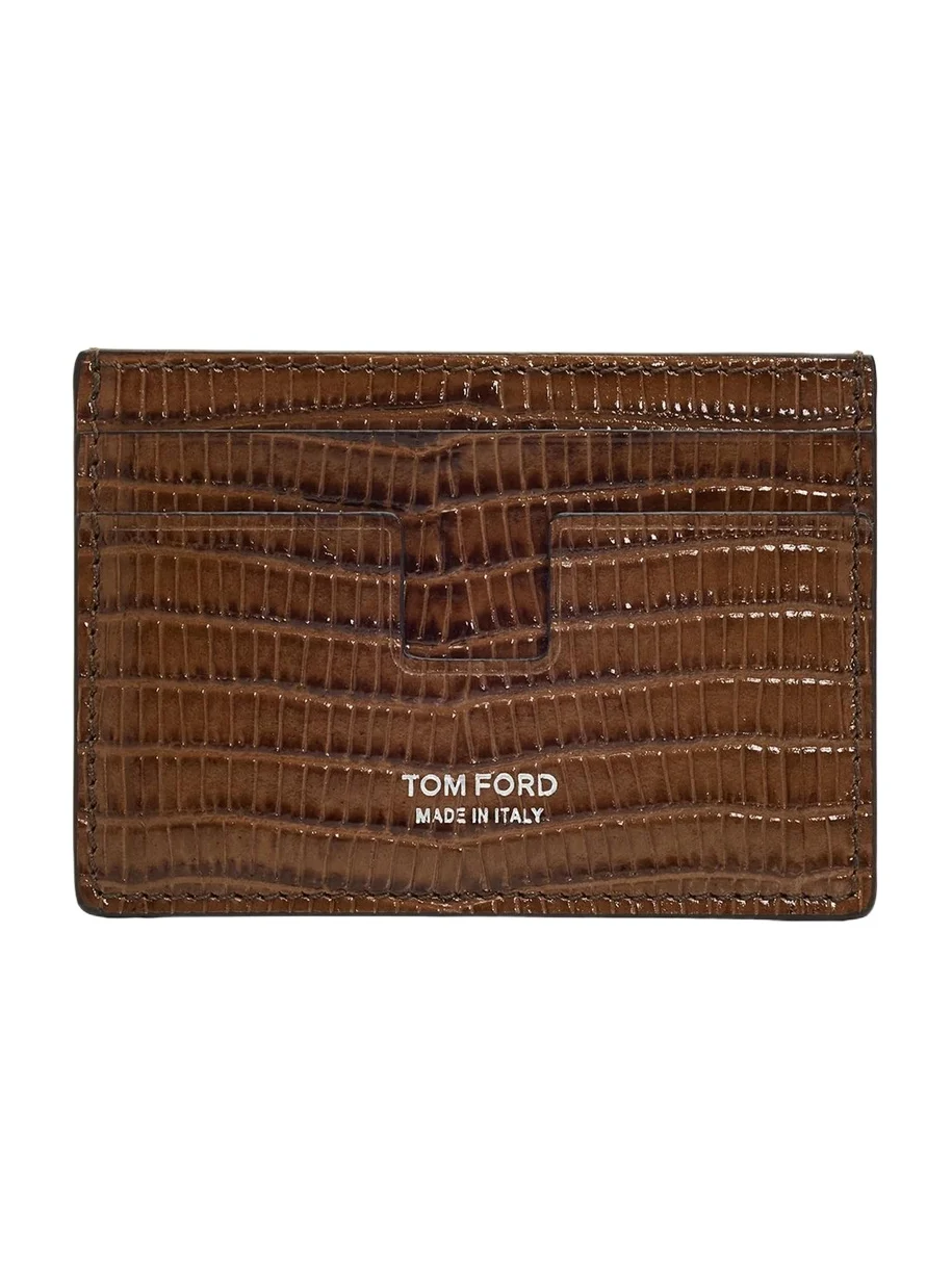 Men's Lizard-Effect Leather Money Clip Card Holder Men's Lizard-Effect Leather Money Clip Card Holder