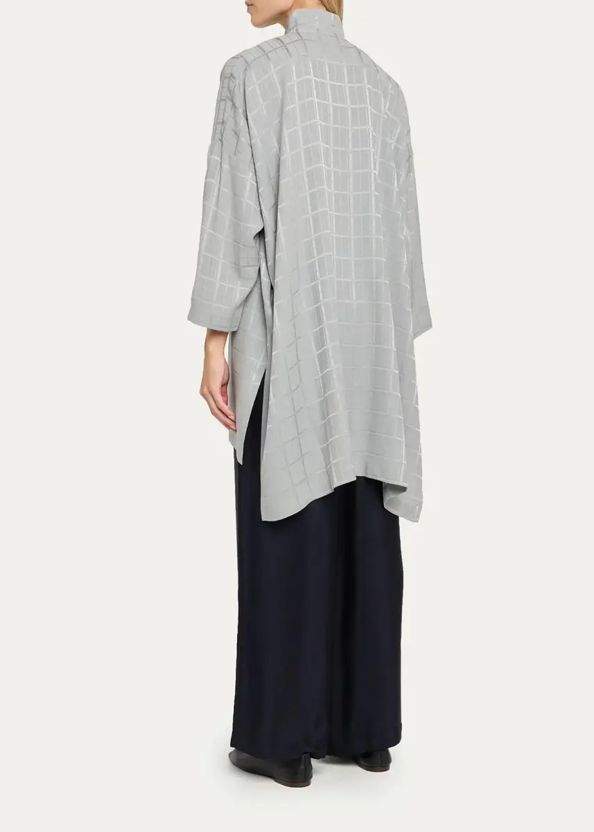 Eskandar Wide Longer Back Double Stand Collar Shirt - Very Long With Slits | Thumbnail 3 Eskandar Wide Longer Back Double Stand Collar Shirt - Very Long With Slits | Thumbnail 3
