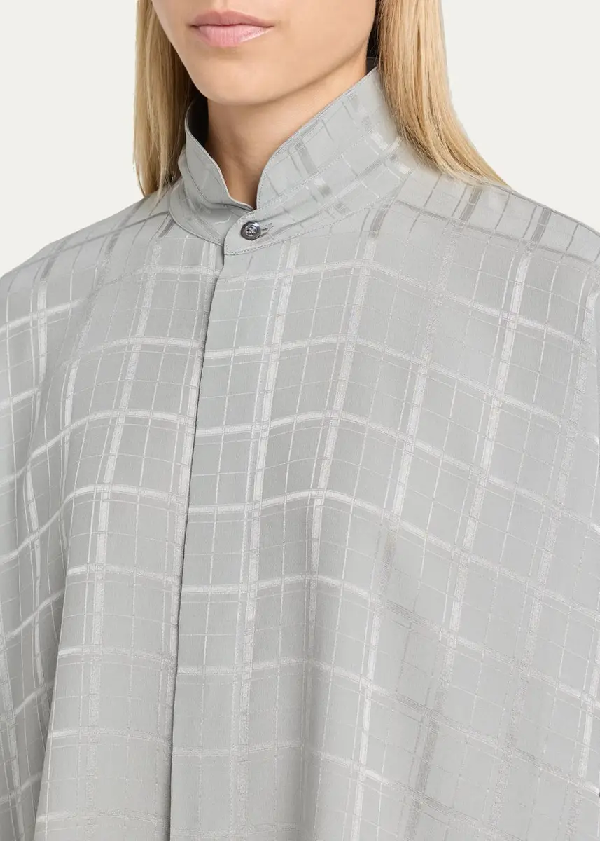 Eskandar Wide Longer Back Double Stand Collar Shirt - Very Long With Slits | Thumbnail 5 Eskandar Wide Longer Back Double Stand Collar Shirt - Very Long With Slits | Thumbnail 5