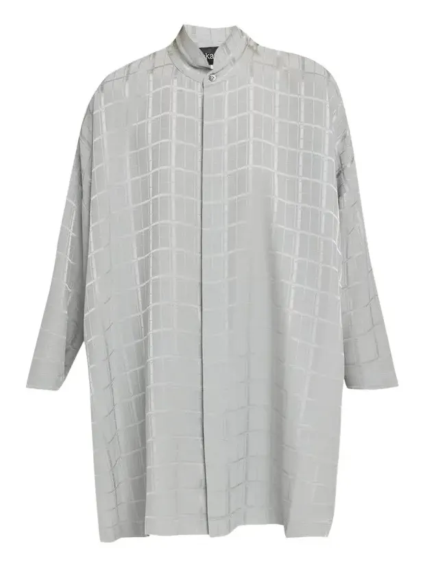 Wide Longer Back Double Stand Collar Shirt - Very Long With Slits