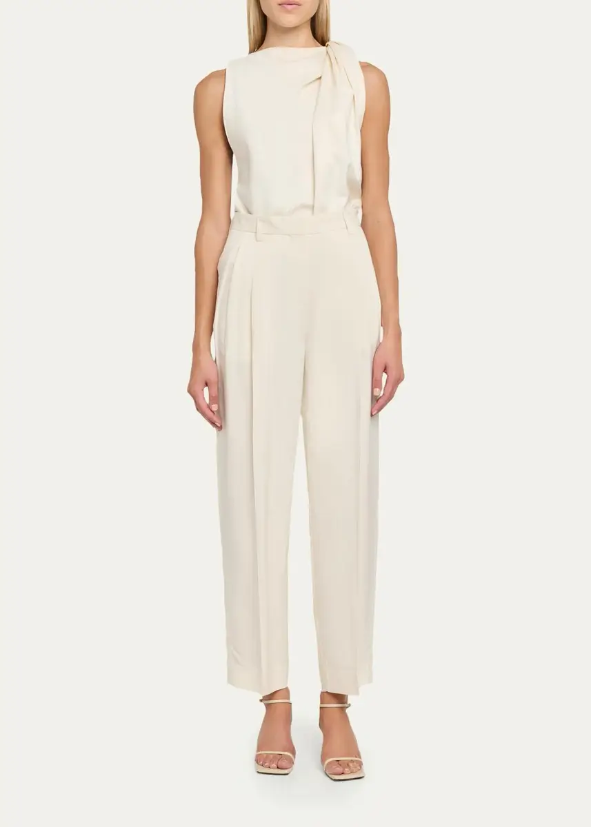 TOTEME Garderob Double-Pleat Straight-Leg Ankle Trousers | Thumbnail 2