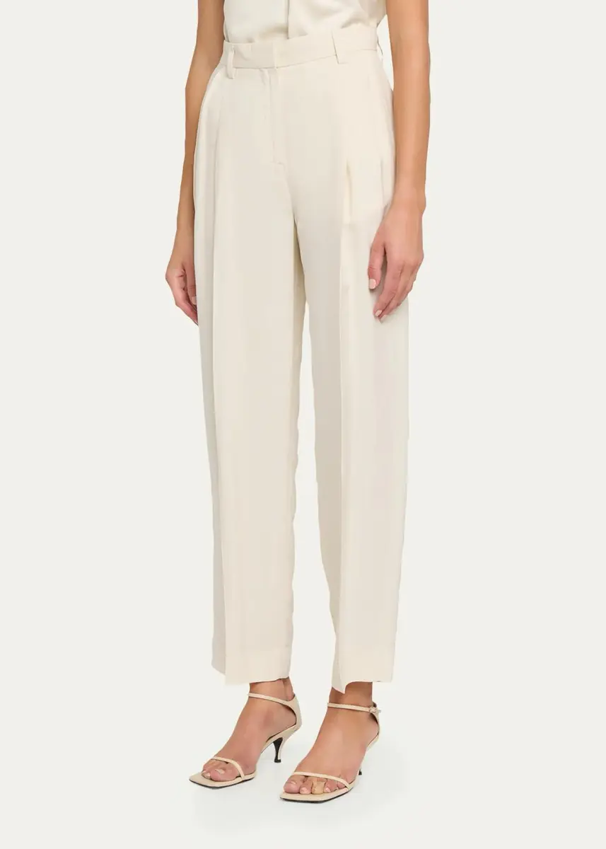 TOTEME Garderob Double-Pleat Straight-Leg Ankle Trousers | Thumbnail 4