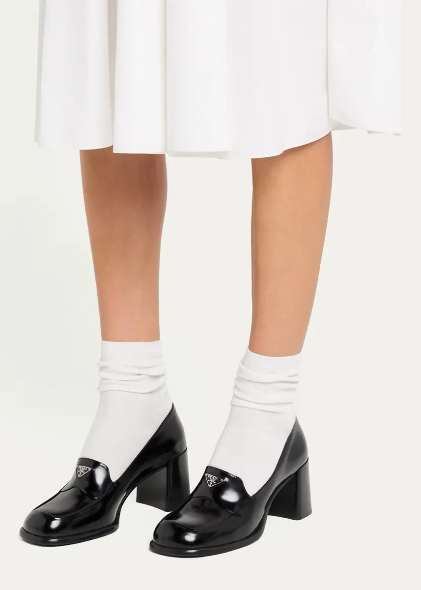 Prada 65mm Mocassini Leather Loafer Pumps | Thumbnail 2