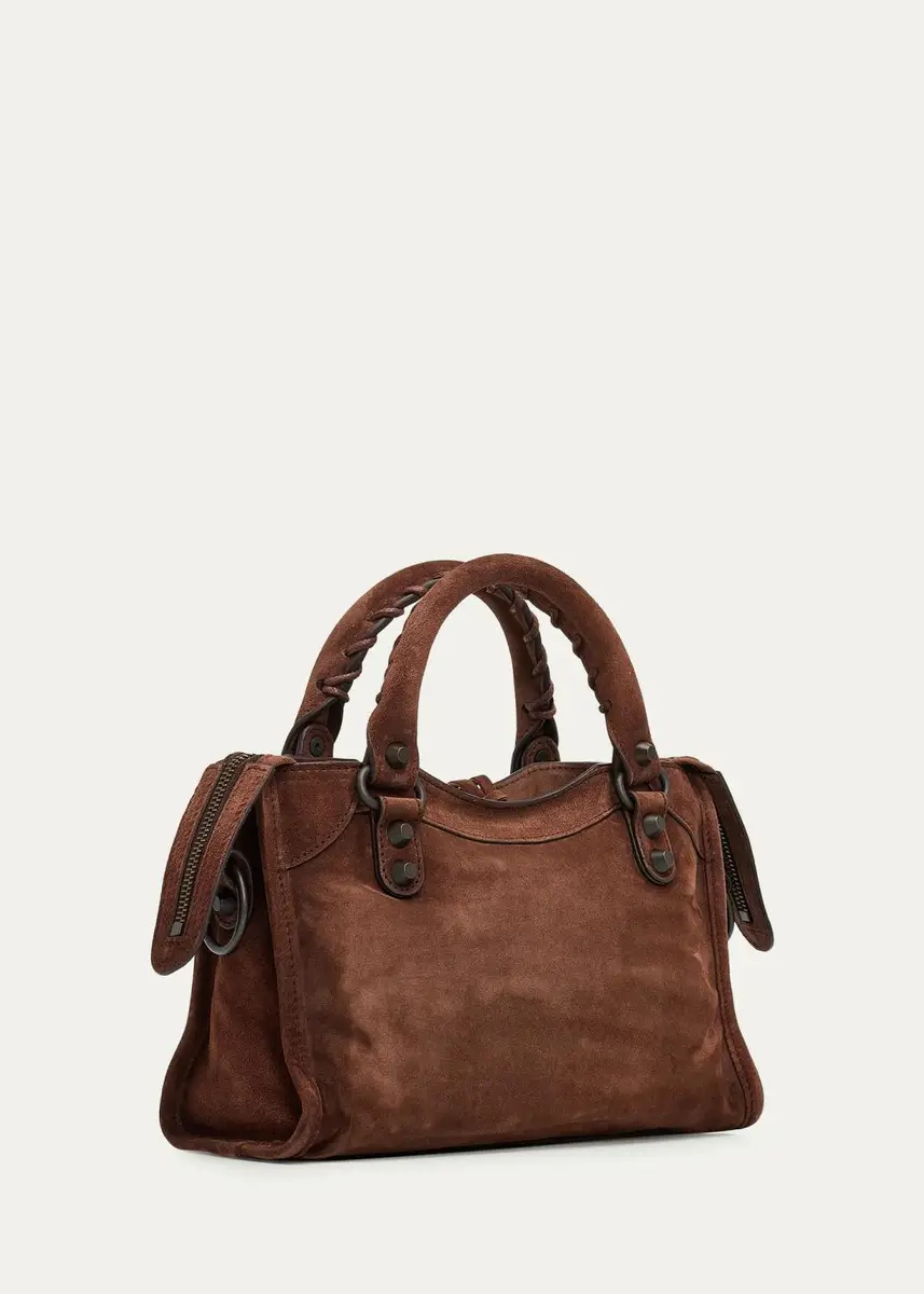 Balenciaga Le City Mini Waxed Suede Tote Bag | Thumbnail 2 Balenciaga Le City Mini Waxed Suede Tote Bag | Thumbnail 2