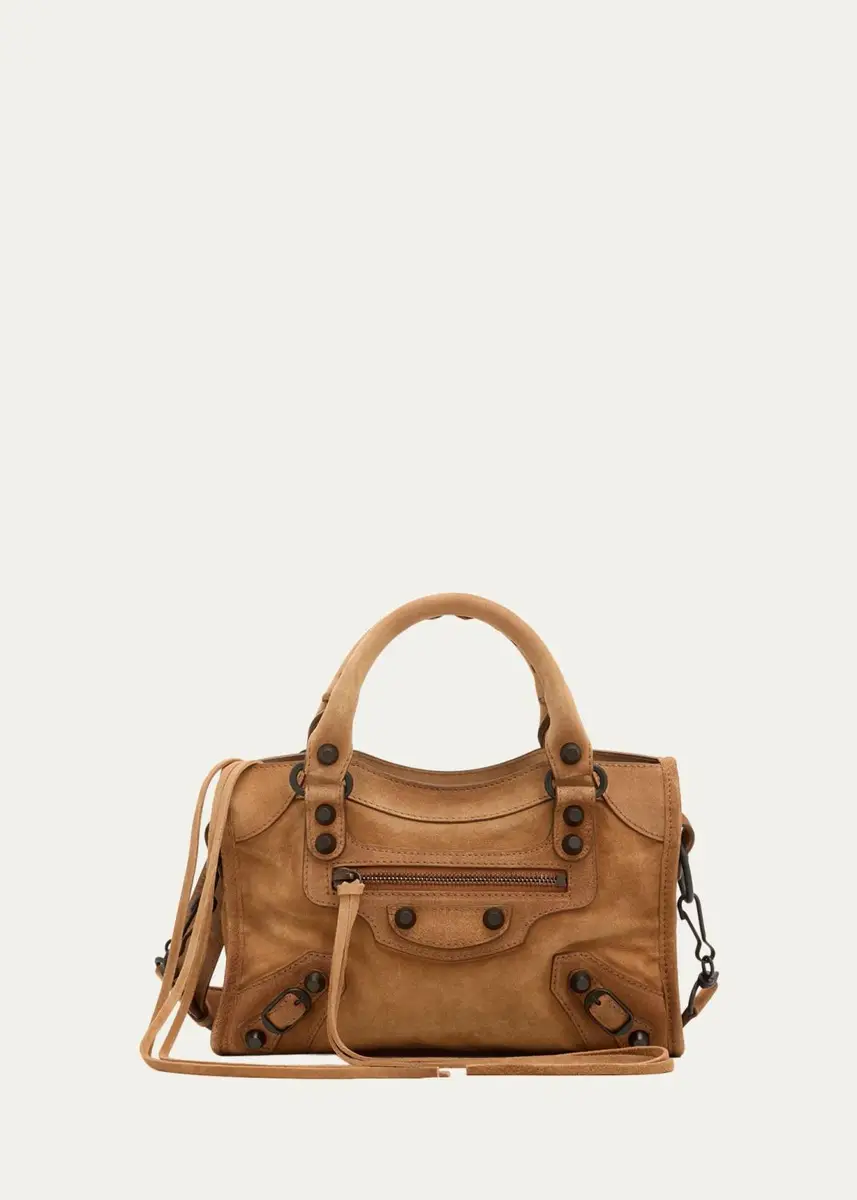 Balenciaga Le City Mini Waxed Suede Tote Bag | Thumbnail 4 Balenciaga Le City Mini Waxed Suede Tote Bag | Thumbnail 4