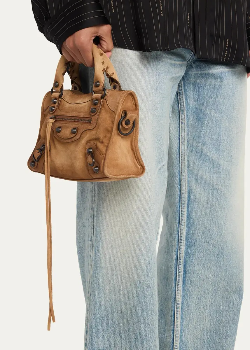 Balenciaga Le City Mini Waxed Suede Tote Bag | Thumbnail 5 Balenciaga Le City Mini Waxed Suede Tote Bag | Thumbnail 5