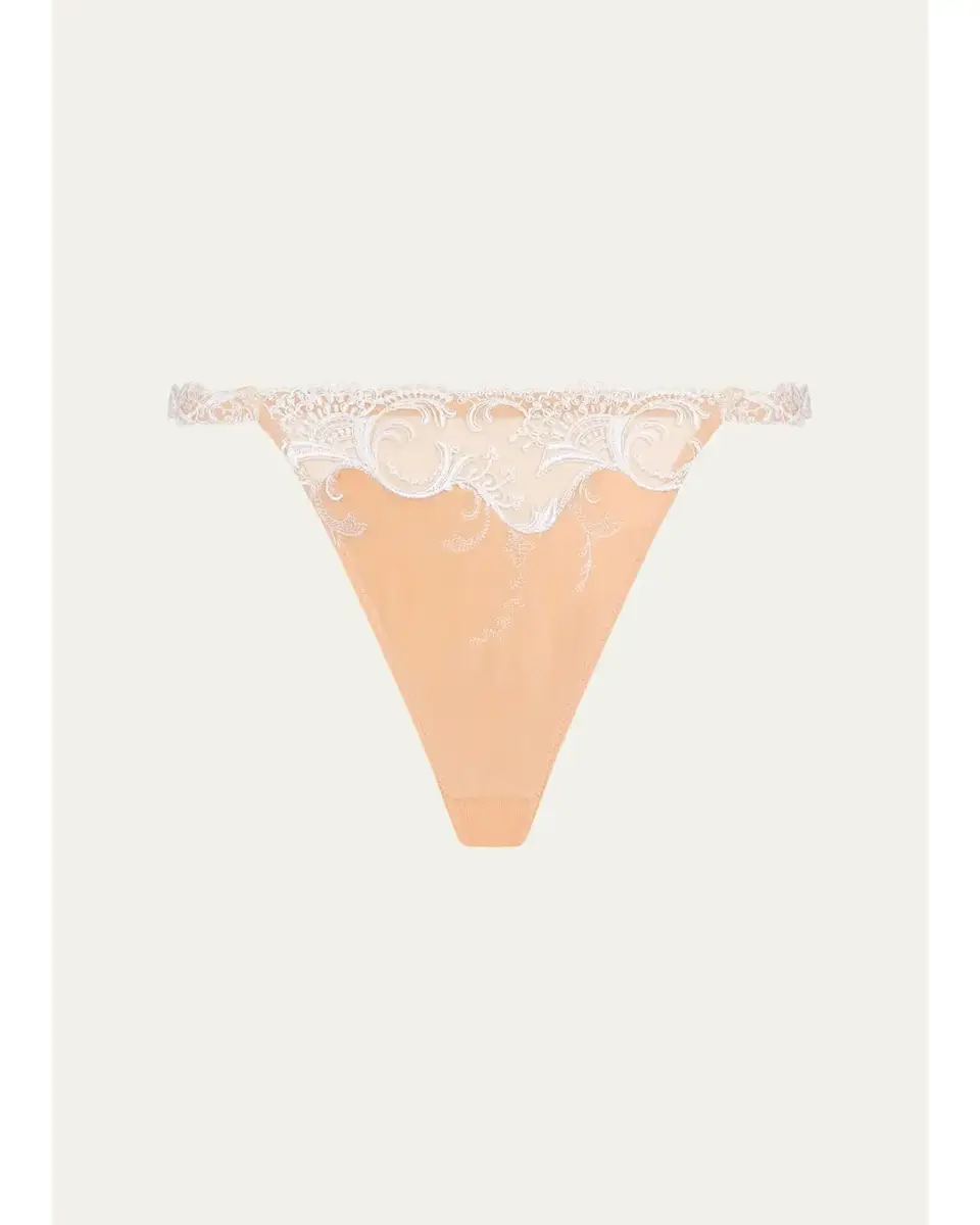 Embroidered Satin Thong Embroidered Satin Thong