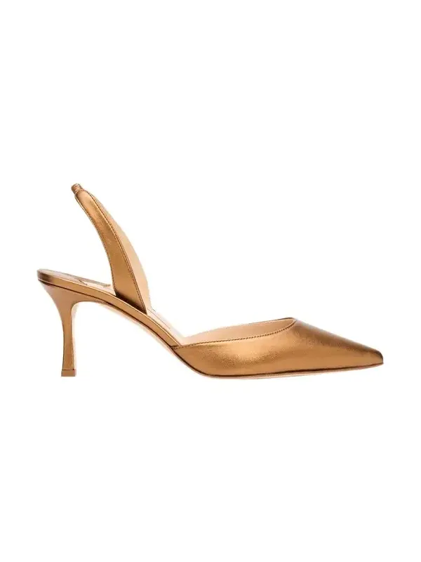 70mm Carolyne Metallic Leather Slingback Pumps
