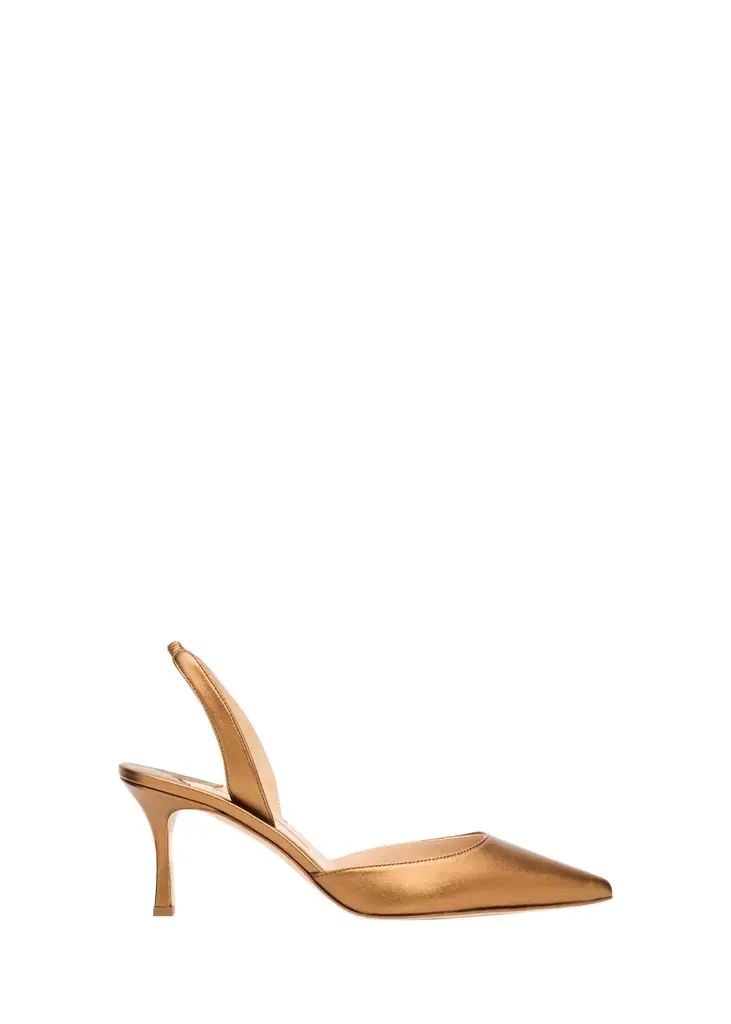 Manolo Blahnik 70mm Carolyne Metallic Leather Slingback Pumps