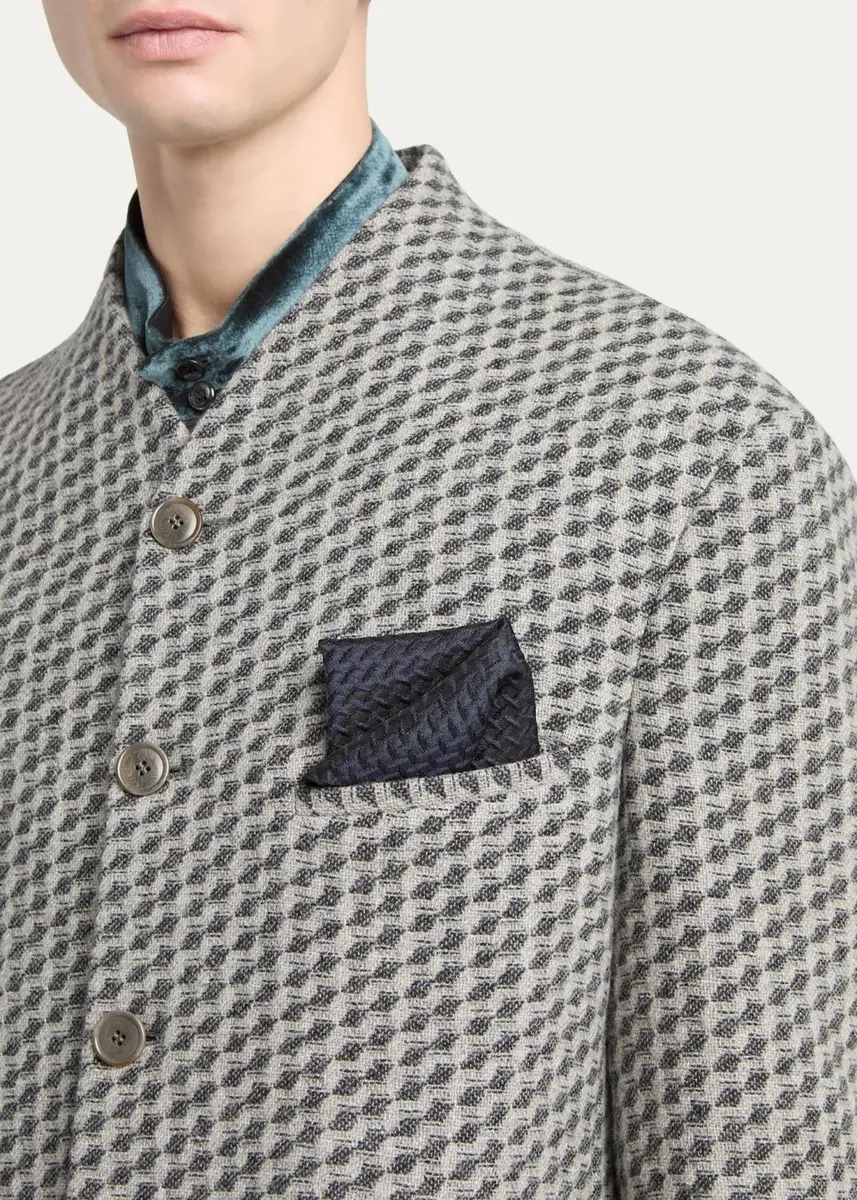 Giorgio Armani Men's Geometric Wool and Cashmere Jacquard Blazer | Thumbnail 5 Giorgio Armani Men's Geometric Wool and Cashmere Jacquard Blazer | Thumbnail 5