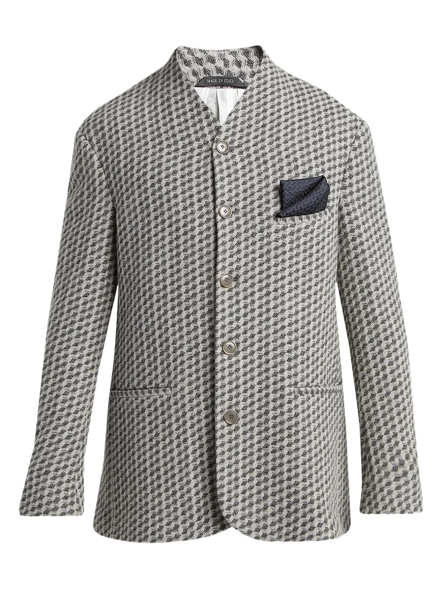 Men's Geometric Wool and Cashmere Jacquard Blazer Men's Geometric Wool and Cashmere Jacquard Blazer