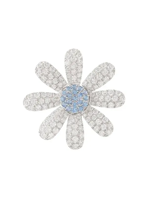 Mio Harutaka 18K Diamond and Blue Sapphire Flower Stud Earring, Single
