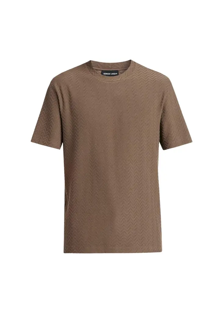 Giorgio Armani Men's Wool Textured Chevron Crewneck T-Shirt