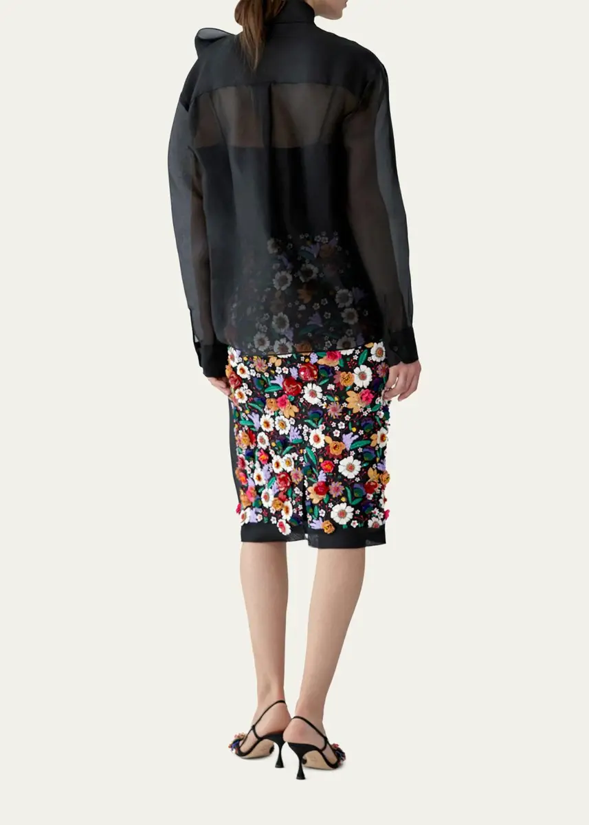 Carolina Herrera Bow Button-Front Silk Shirt | Thumbnail 3