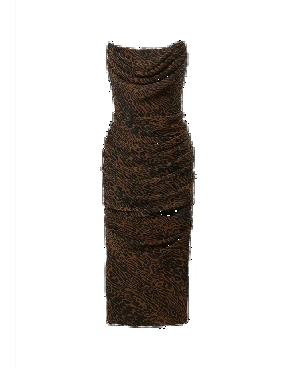 Carolina Herrera Strapless Leopard Chiffon Knee-Length Dress | Thumbnail 2 Carolina Herrera Strapless Leopard Chiffon Knee-Length Dress | Thumbnail 2