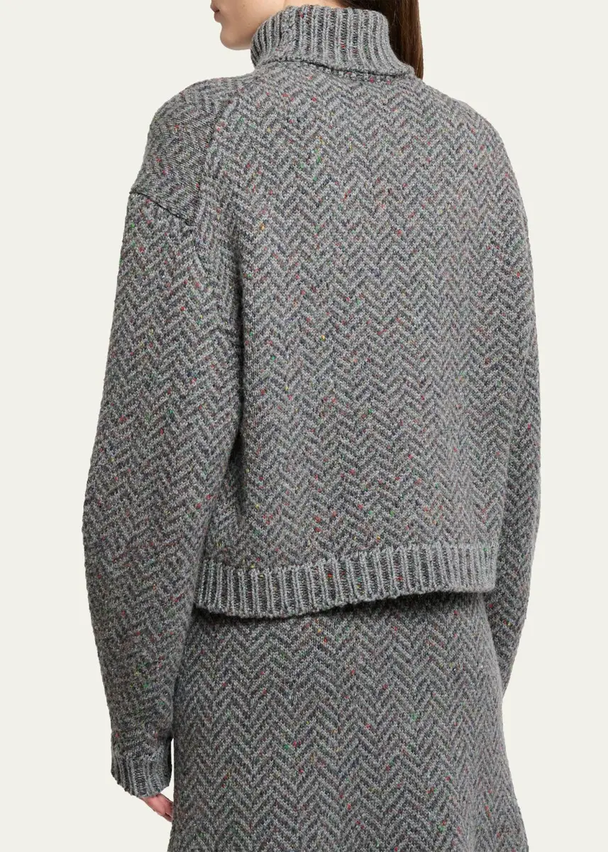 Gabriela Hearst Courtney Cashmere Herringbone Turtleneck Sweater | Thumbnail 3
