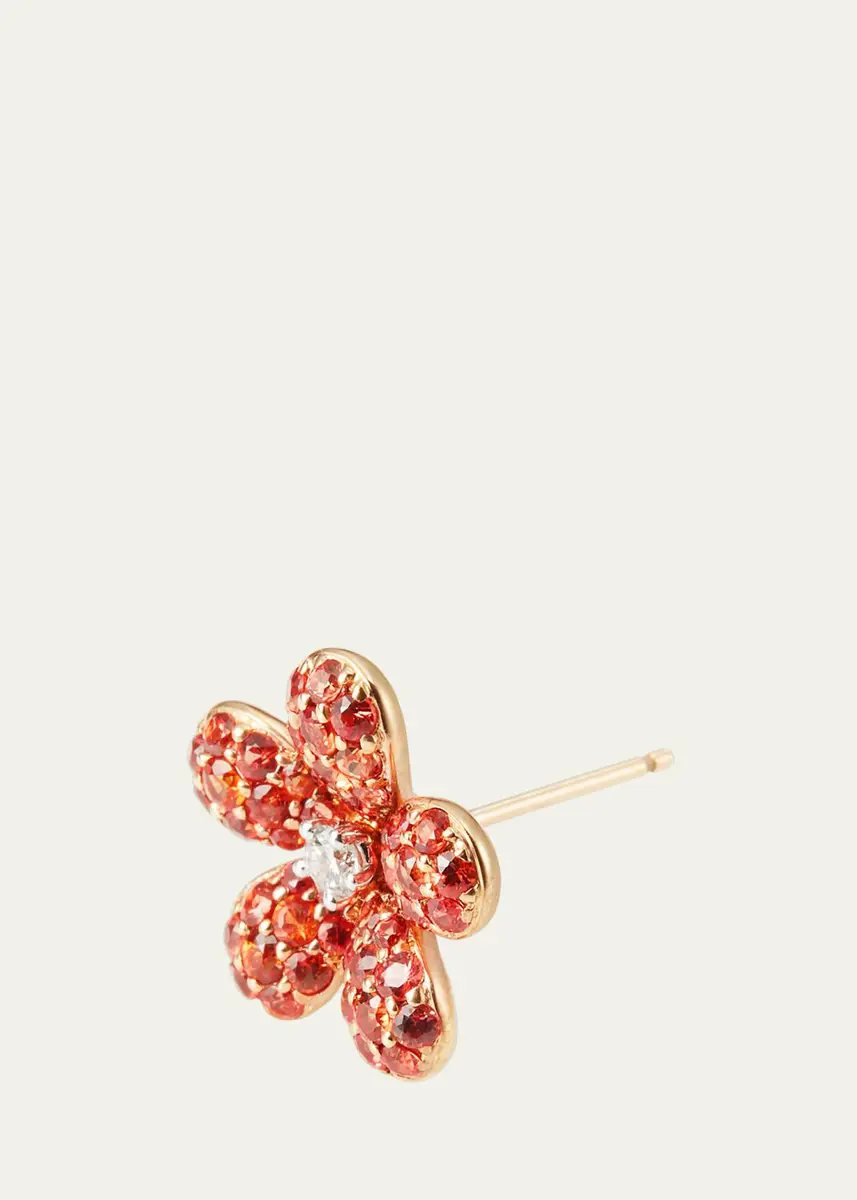 Mio Harutaka 18K Diamond and Orange Sapphire Flower Stud Earring, Single | Thumbnail 2 Mio Harutaka 18K Diamond and Orange Sapphire Flower Stud Earring, Single | Thumbnail 2