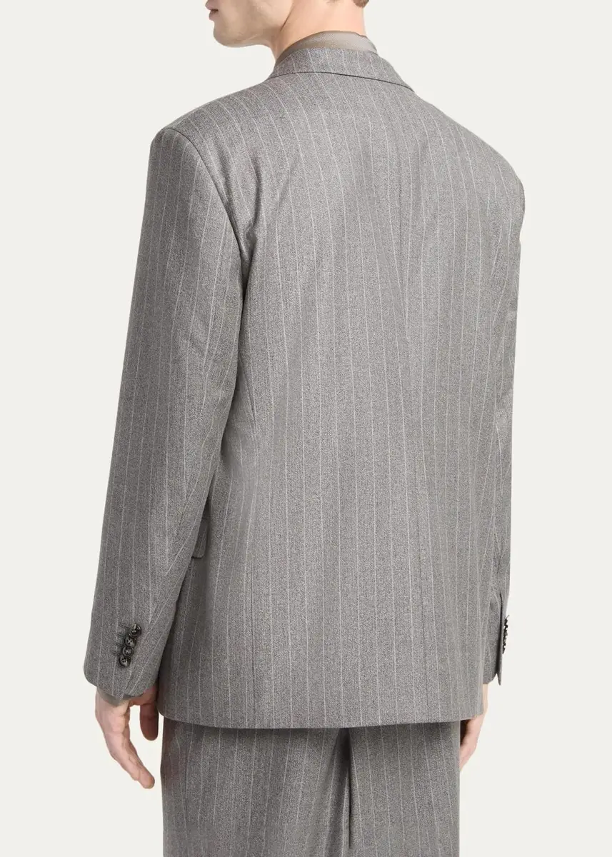 Giorgio Armani Men's Wool Pinstripe Oversized Double-Breasted Suit | Thumbnail 5 Giorgio Armani Men's Wool Pinstripe Oversized Double-Breasted Suit | Thumbnail 5