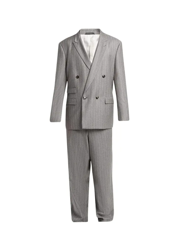 Giorgio Armani Men's Wool Pinstripe Oversized Double-Breasted Suit | Image 1 Giorgio Armani Men's Wool Pinstripe Oversized Double-Breasted Suit | Image 1