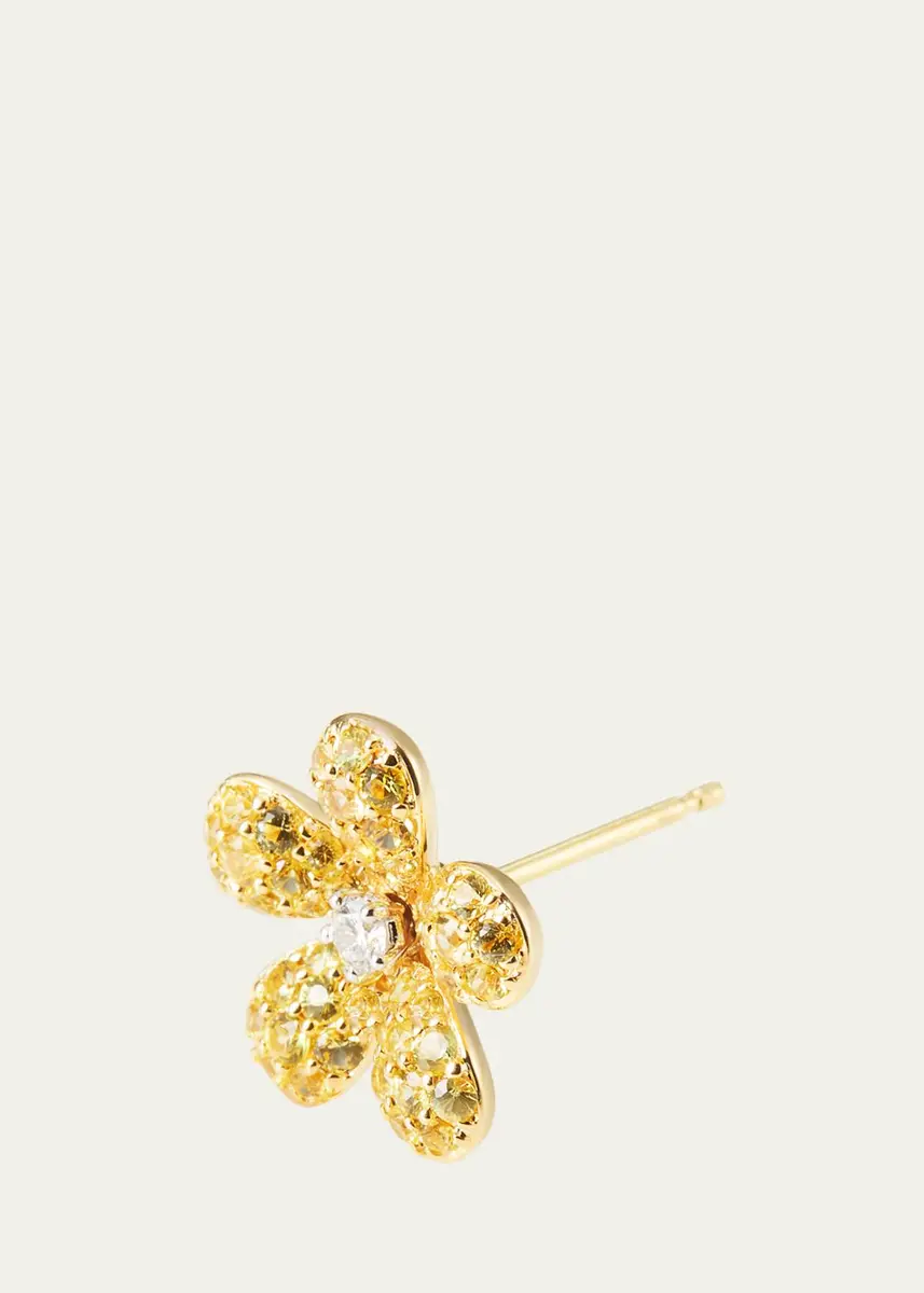Mio Harutaka 18K Diamond and Yellow Sapphire Flower Stud Earring, Single | Thumbnail 2 Mio Harutaka 18K Diamond and Yellow Sapphire Flower Stud Earring, Single | Thumbnail 2
