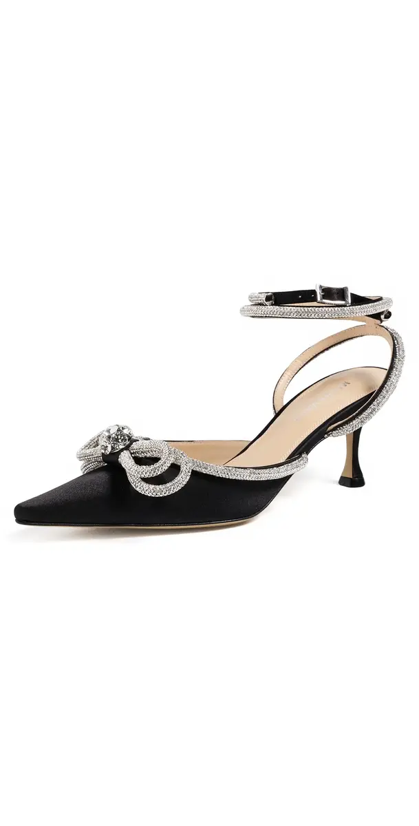 Mach & Mach Double Bow Satin Pumps Black | Image 1 Mach & Mach Double Bow Satin Pumps Black | Image 1