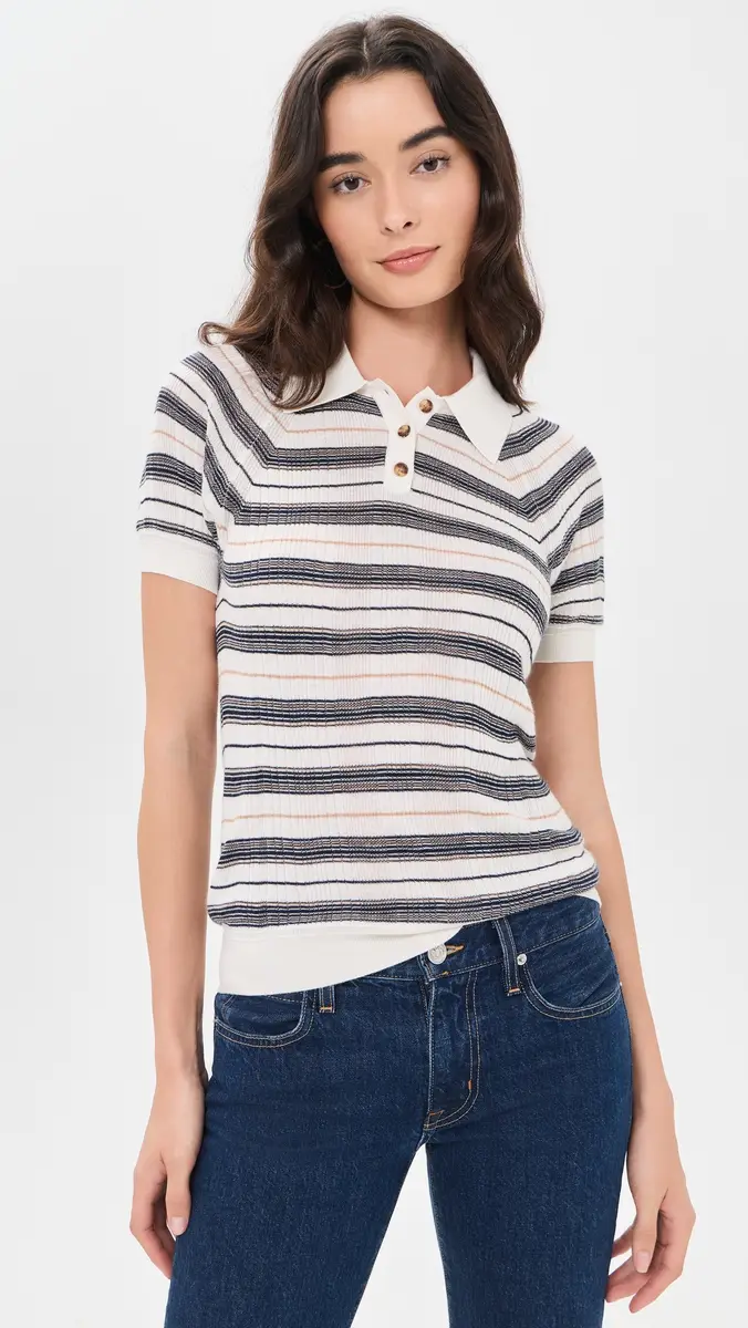 rag & bone Teresa Silk Blend Stripe Polo | Thumbnail 2 rag & bone Teresa Silk Blend Stripe Polo | Thumbnail 2