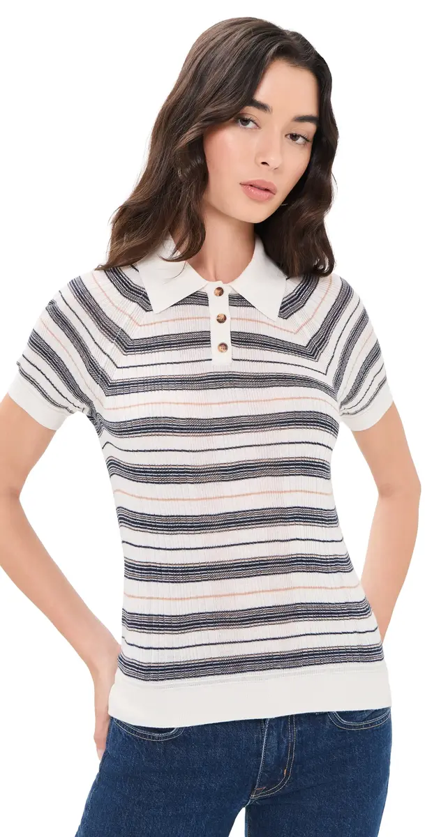 rag & bone Teresa Silk Blend Stripe Polo