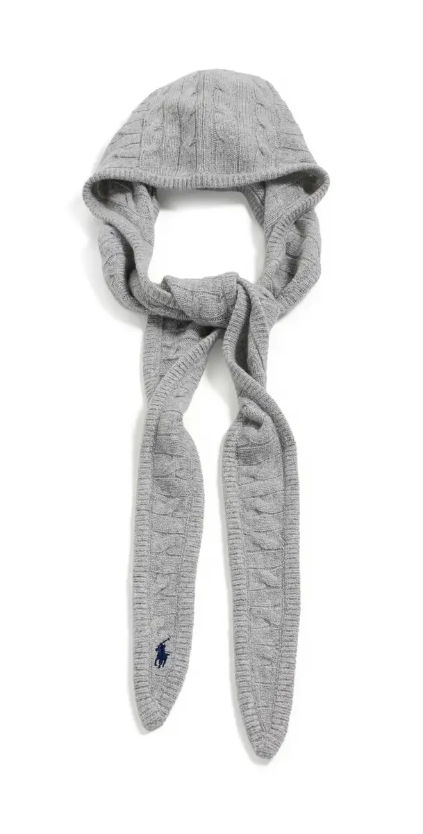 Polo Ralph Lauren Cable Hoodie Wrap Grey One Size | Image 1 Polo Ralph Lauren Cable Hoodie Wrap Grey One Size | Image 1