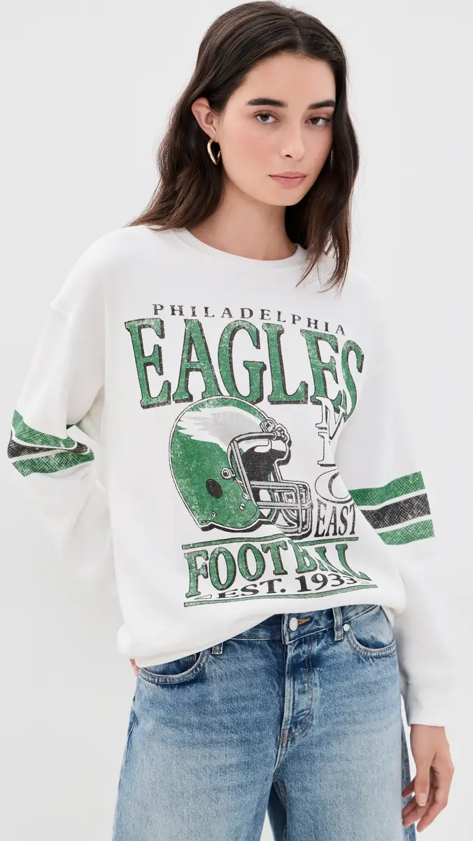 Junk Food Eagles Oversized Striped Fleece Sweatshirt | Thumbnail 2