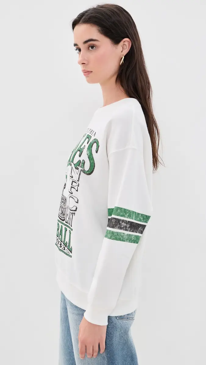 Junk Food Eagles Oversized Striped Fleece Sweatshirt | Thumbnail 4