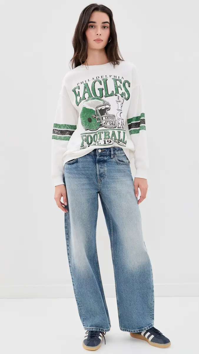 Junk Food Eagles Oversized Striped Fleece Sweatshirt | Thumbnail 5