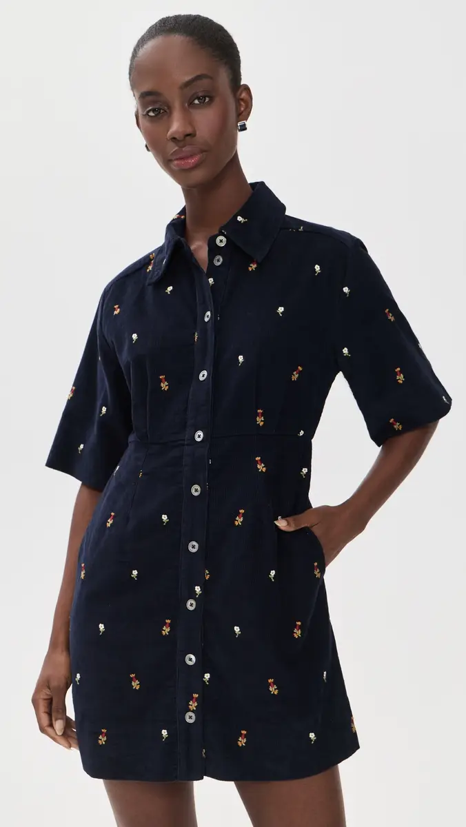 Sea Tilly Embroidered Cord Button Down Dress | Thumbnail 2 Sea Tilly Embroidered Cord Button Down Dress | Thumbnail 2
