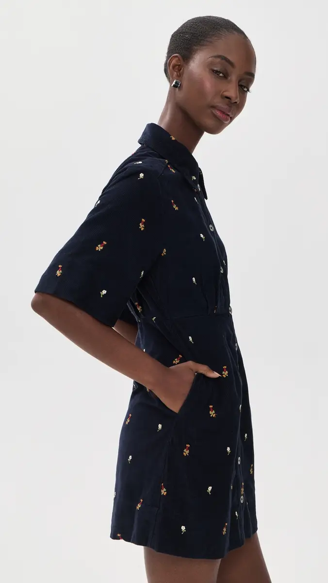 Sea Tilly Embroidered Cord Button Down Dress | Thumbnail 4 Sea Tilly Embroidered Cord Button Down Dress | Thumbnail 4