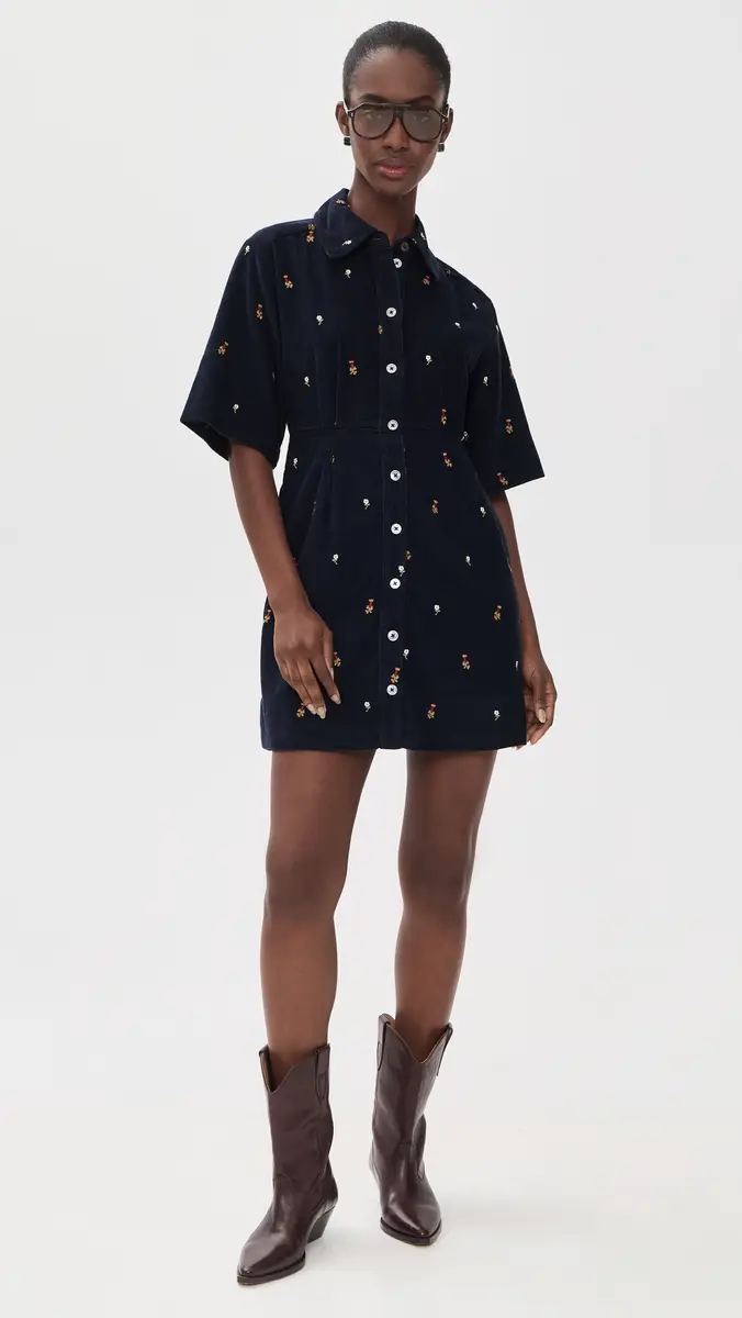 Sea Tilly Embroidered Cord Button Down Dress | Thumbnail 5 Sea Tilly Embroidered Cord Button Down Dress | Thumbnail 5