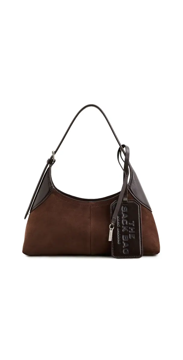 Marc Jacobs The Small Belted Suede Sack Shoulder Bag Dark Brown One Size | Image 1 Marc Jacobs The Small Belted Suede Sack Shoulder Bag Dark Brown One Size | Image 1