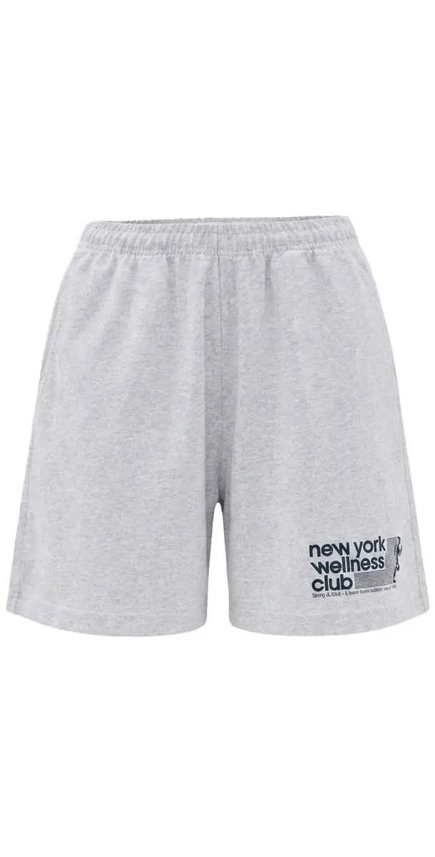 Sporty & Rich UA Wellness Club Gym Shorts Heather Grey Light Navy | Image 1 Sporty & Rich UA Wellness Club Gym Shorts Heather Grey Light Navy | Image 1