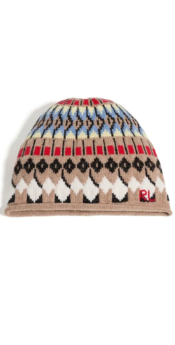 Polo Ralph Lauren Chunky Fairisle Beanie Camel One Size | Image 1 Polo Ralph Lauren Chunky Fairisle Beanie Camel One Size | Image 1