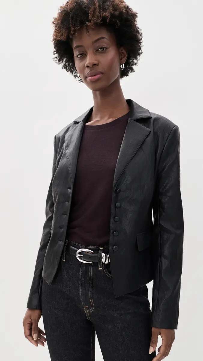 Joe's Jeans The Fitted Faux Leather Blazer | Thumbnail 2 Joe's Jeans The Fitted Faux Leather Blazer | Thumbnail 2