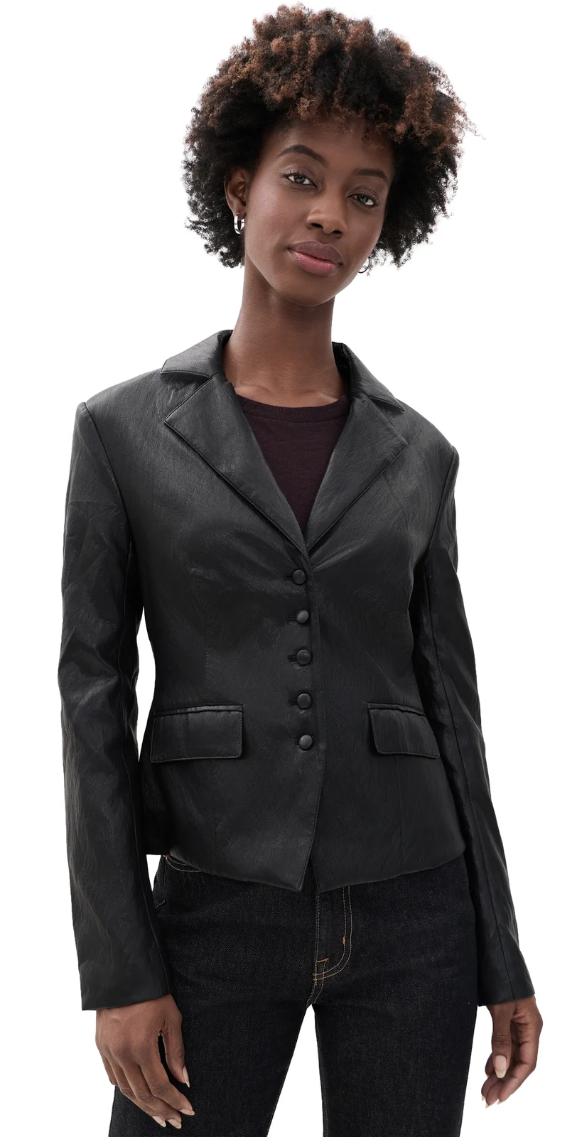The Fitted Faux Leather Blazer The Fitted Faux Leather Blazer