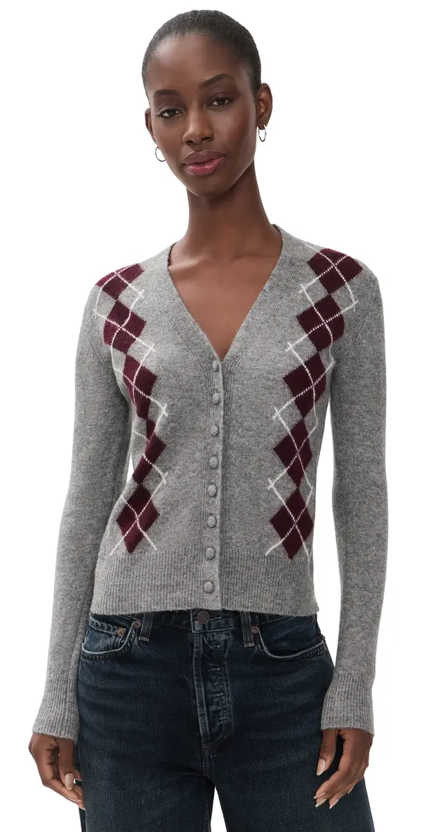 Wayf Elizabeth Argyle Cardigan Grey/er | Image 1 Wayf Elizabeth Argyle Cardigan Grey/er | Image 1