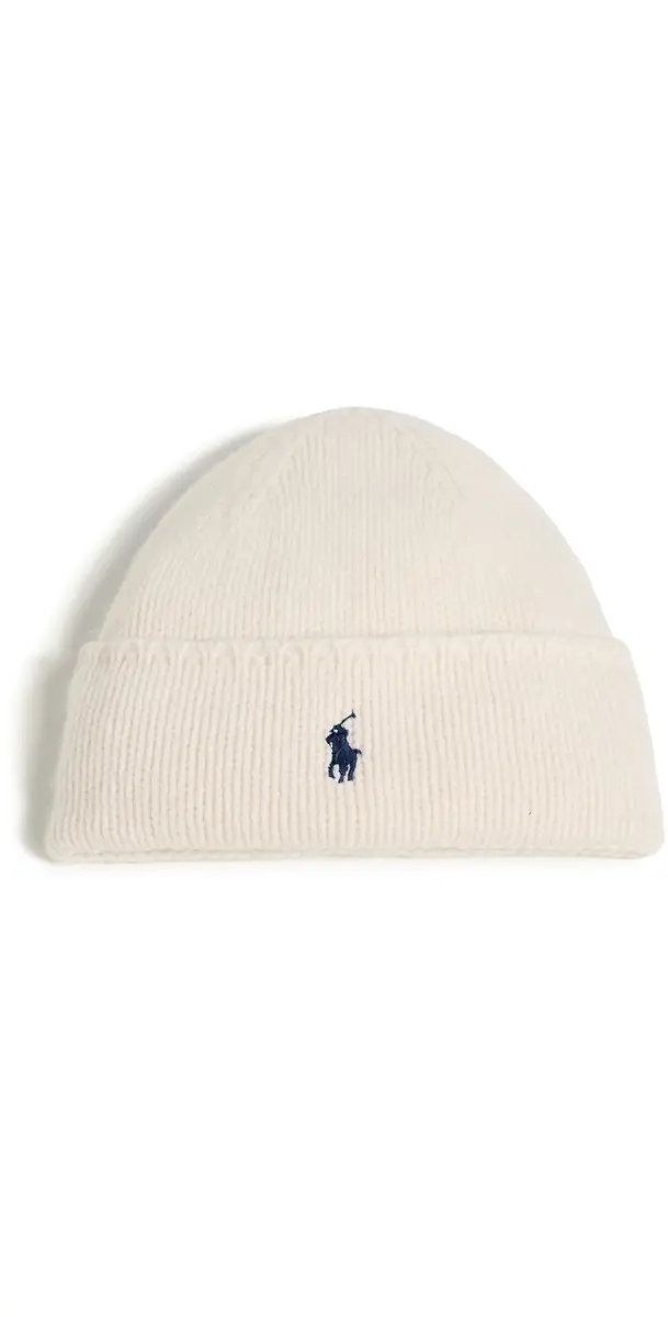 Polo Ralph Lauren Pony Beanie Cream One Size | Image 1 Polo Ralph Lauren Pony Beanie Cream One Size | Image 1