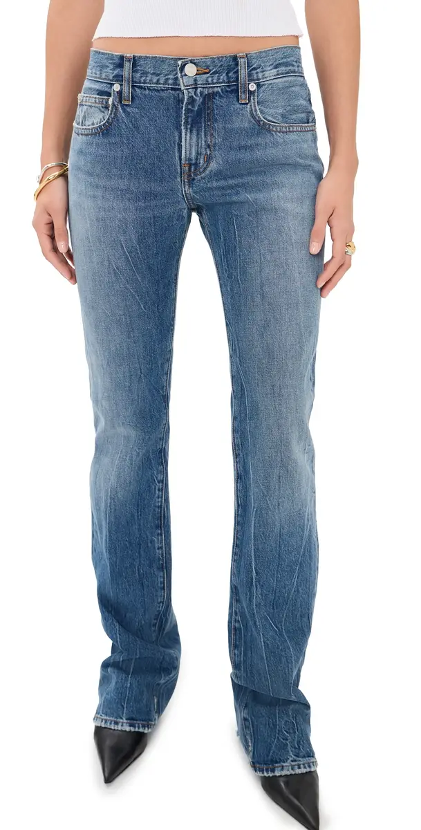 ÉTERNE Low Bootcut Jeans Medium Indigo | Image 1 ÉTERNE Low Bootcut Jeans Medium Indigo | Image 1