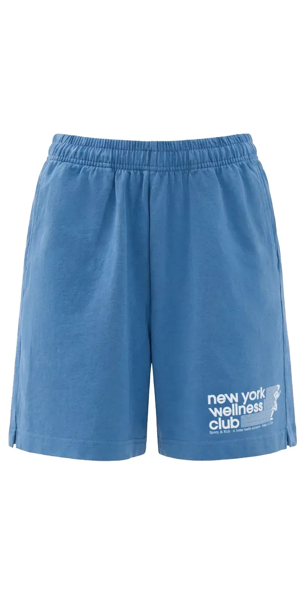 Sporty & Rich UA Wellness Club Gym Shorts 5.5 Dusty Blue White | Image 1 Sporty & Rich UA Wellness Club Gym Shorts 5.5 Dusty Blue White | Image 1