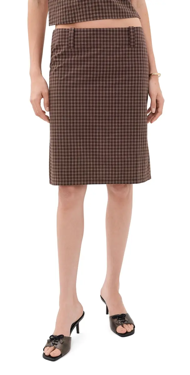 LIONESS Play On Midi Skirt Chocolate | Image 1 LIONESS Play On Midi Skirt Chocolate | Image 1