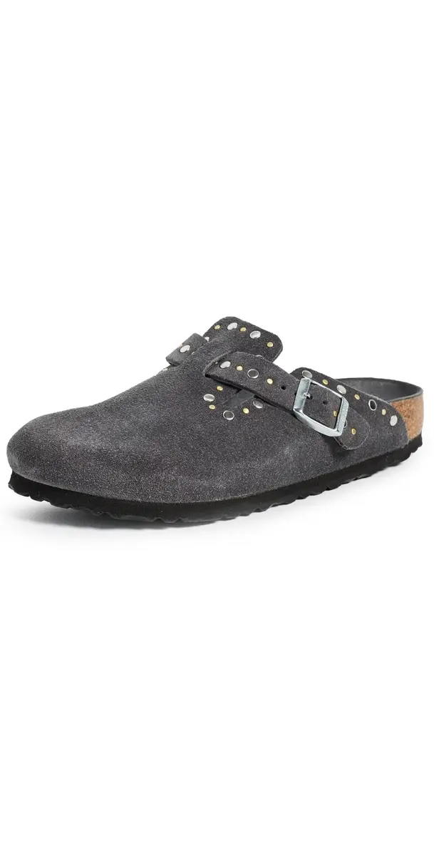 Birkenstock Boston Rivets Tonal Clogs Charcoal | Image 1 Birkenstock Boston Rivets Tonal Clogs Charcoal | Image 1